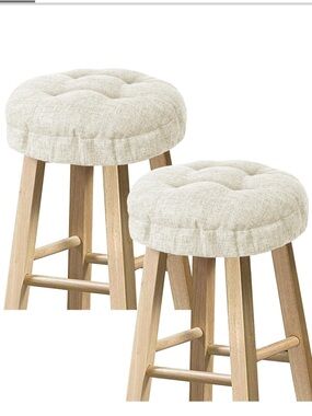 Farmhouse Tufted Barstool Covers - Set of 2